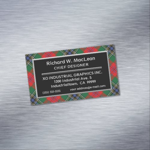 Scottish Accent Clan MacLean Tartan Business Card Magnet