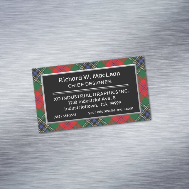 Scottish Accent Clan MacLean Tartan Business Card Magnet (In Situ)