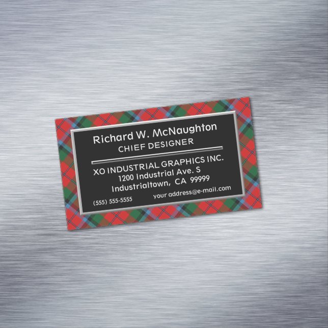 Scottish Accent Clan MacNaughton MacNachtan Tartan Business Card Magnet (In Situ)