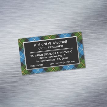 Scottish Accent Clan Macneil Tartan Magnetic Business Card by OldScottishMountain at Zazzle