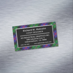 Scottish Accent Clan Malcolm Tartan Magnetic Business Card