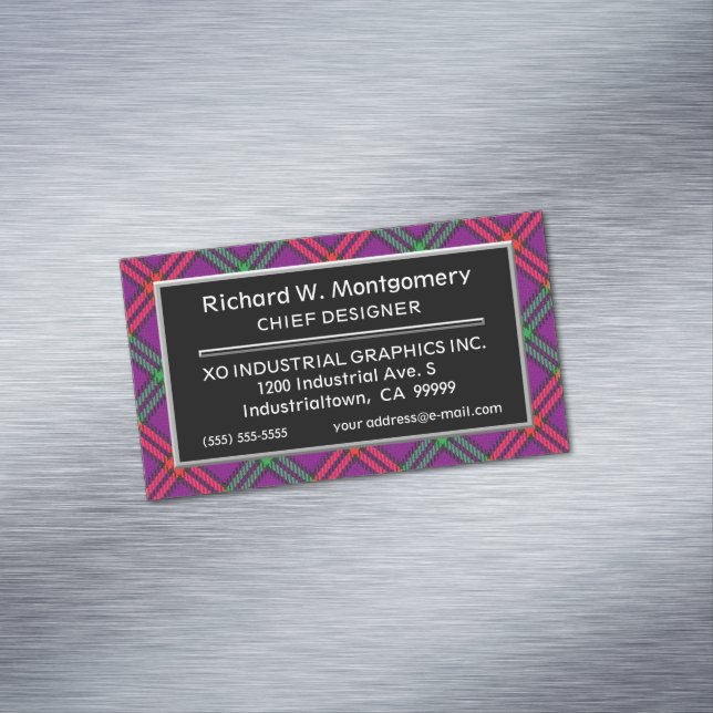 Scottish Accent Clan Montgomery Tartan Business Card Magnet (In Situ)