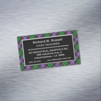 Scottish Accent Clan Russell Tartan Magnetic Business Card by OldScottishMountain at Zazzle
