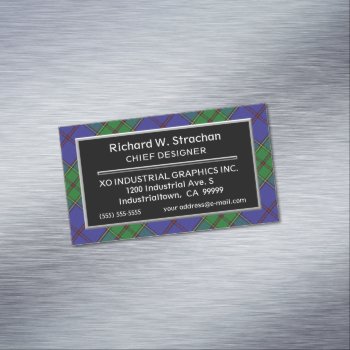 Scottish Accent Clan Strachan Tartan Business Card Magnet by OldScottishMountain at Zazzle