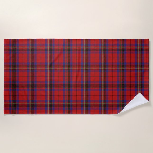 Scottish Accents Clan Leslie Red Tartan Beach Towel (Front)