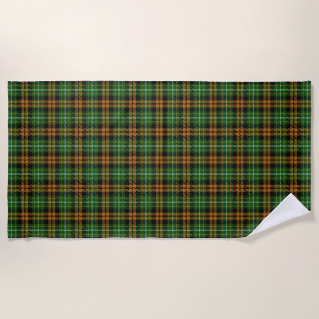 Scottish Accents Clan Ramsay Orange Hunting Tartan Beach Towel (Front)