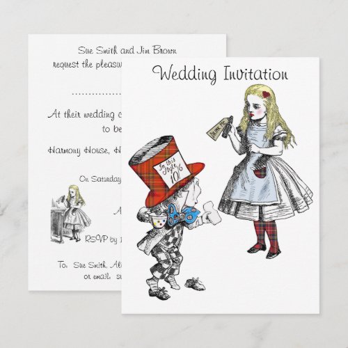 Scottish Alice in Wonderland Wedding Invitation