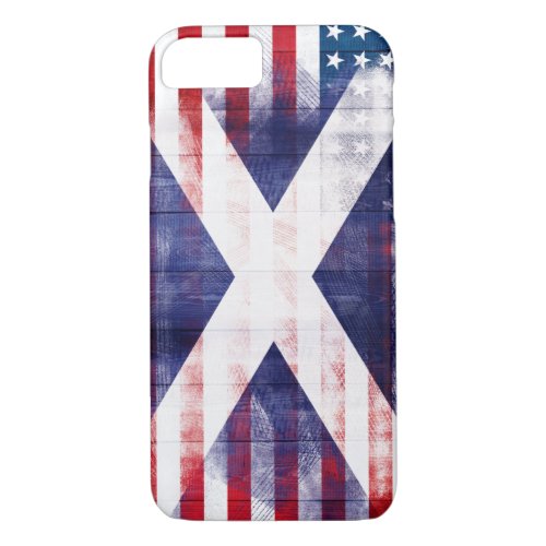 Scottish American Flag  Wood Grain  Paintstrokes iPhone 87 Case