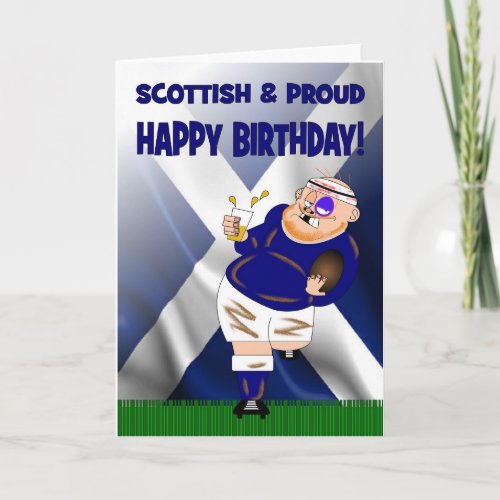 Scottish and Proud Beer Rugby Birthday Card