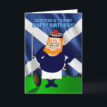 Scottish and Proud Rugby Birthday Card<br><div class="desc">This humorous birthday card is perfect for anyone who is proud to be Scottish and bonkers about rugby union – the kind of fan who will stand up in their own living-room to join the team on the TV to sing the national anthem. This Toonopia card is a totally unique...</div>
