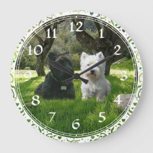Scottish and West Highland Terriers Greenwood Large Clock