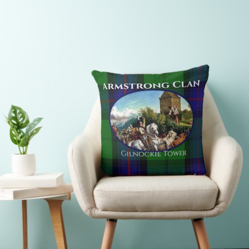 Scottish Armstrong Clan Gilnockie Tower Throw Pillow