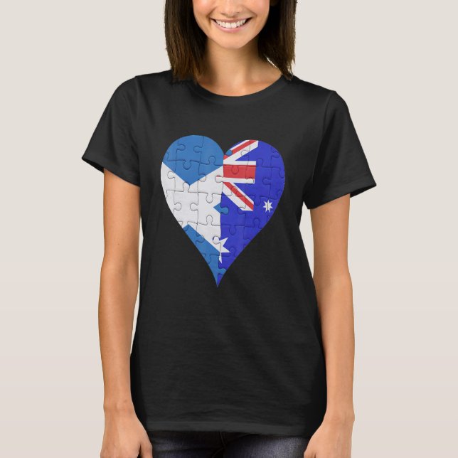Scottish Australian Flag Heart T-Shirt (Front)