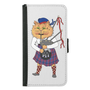 Scottish Bagpipe Cat Louis Wain Samsung Galaxy S5 Wallet Case