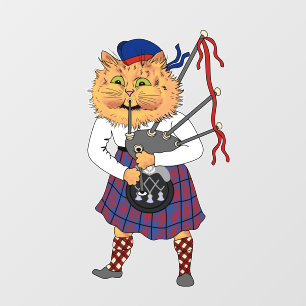 Scottish Bagpipe Playing Cat Window Cling