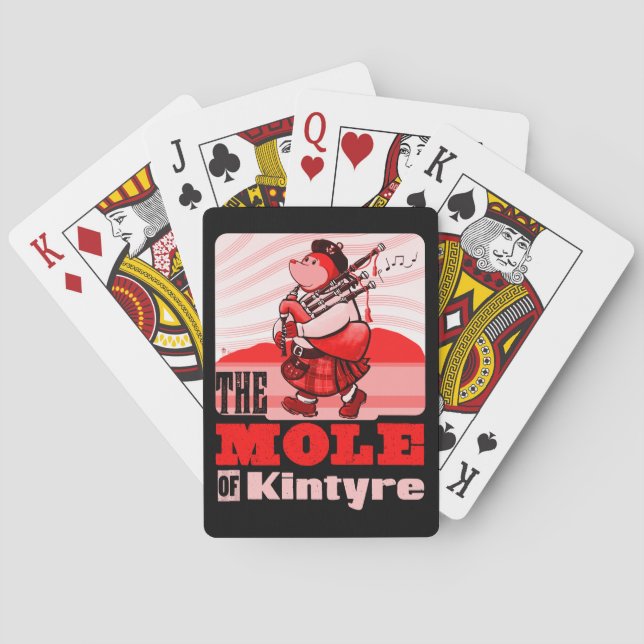 Scottish Bagpipe Playing Mole Of Kintyre Pipe Band Poker Cards (Back)