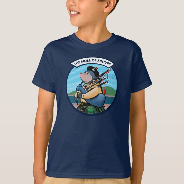 Scottish Bagpipe Playing Mole Of Kintyre Pipe Band T-Shirt (Front)
