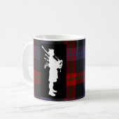 Scottish Bagpiper on Clan Brown Tartan Coffee Mug (Front Left)