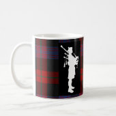 Scottish Bagpiper on Clan Brown Tartan Coffee Mug (Left)
