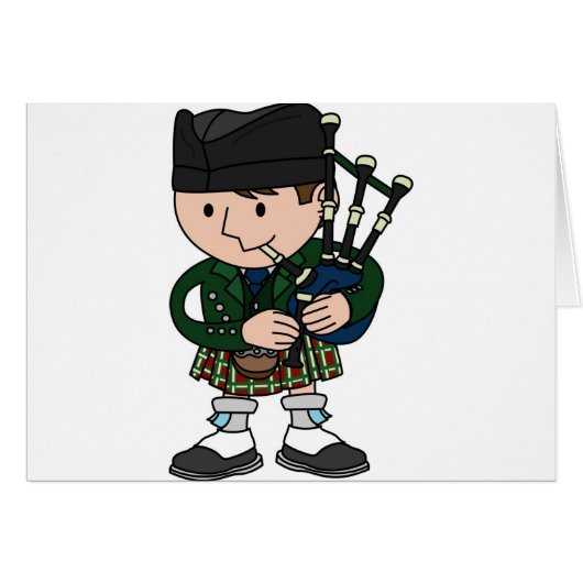 Scottish bagpiper playing bagpipes cards (Front Horizontal)