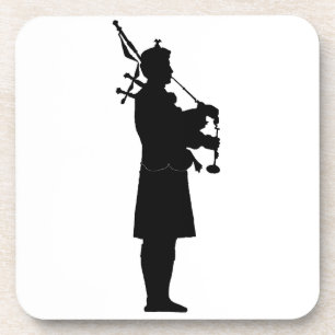 Scottish Bagpiper Silhouette Beverage Coaster
