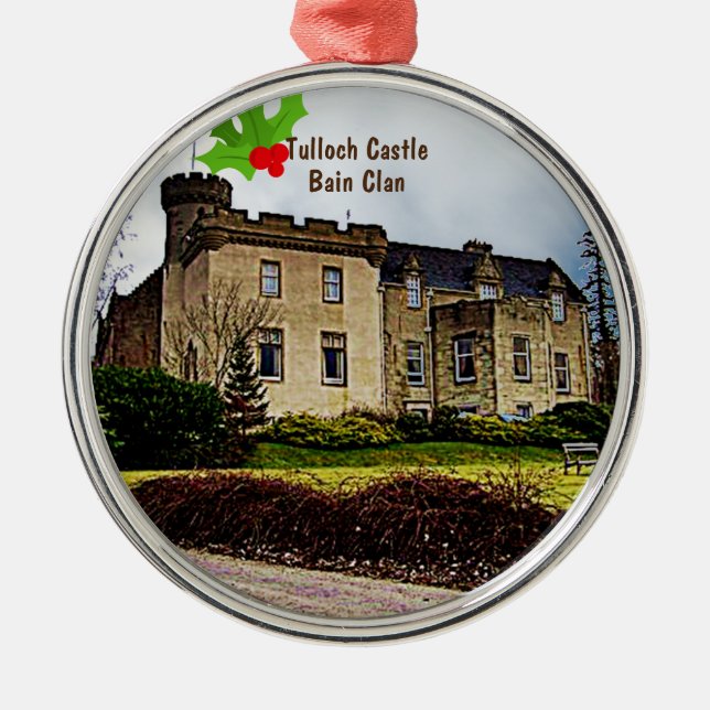 Scottish Bain Clan's Tulloch Castle Christmas Metal Ornament (Front)