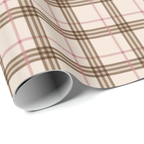 Scottish beige brown red plaid tartan pattern wrapping paper