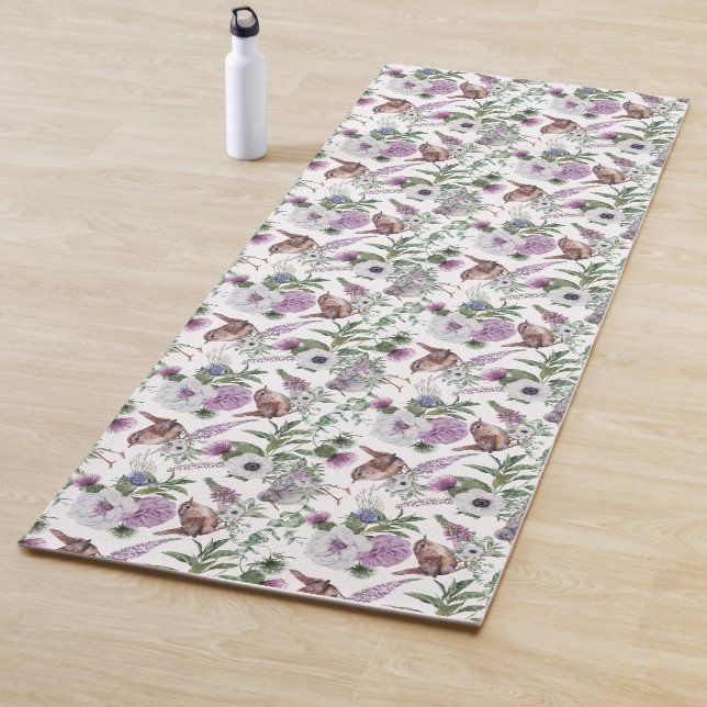 Scottish Bird Flowers and Thistle Yoga Mat (In Situ)