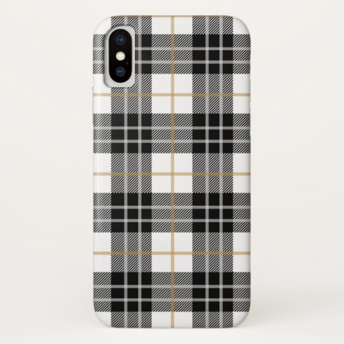 Scottish black and white tartan plaid iPhone x case