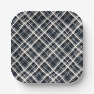 Scottish ,black and white ,tartan,stylish, classic paper plates