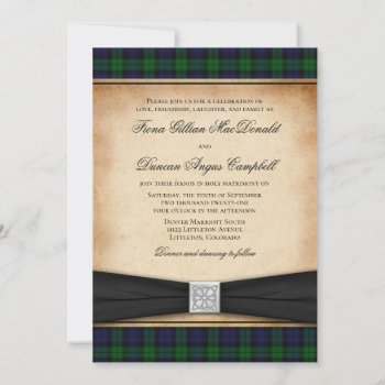 Scottish Black Watch Tartan Wedding Invitation by wasootch at Zazzle