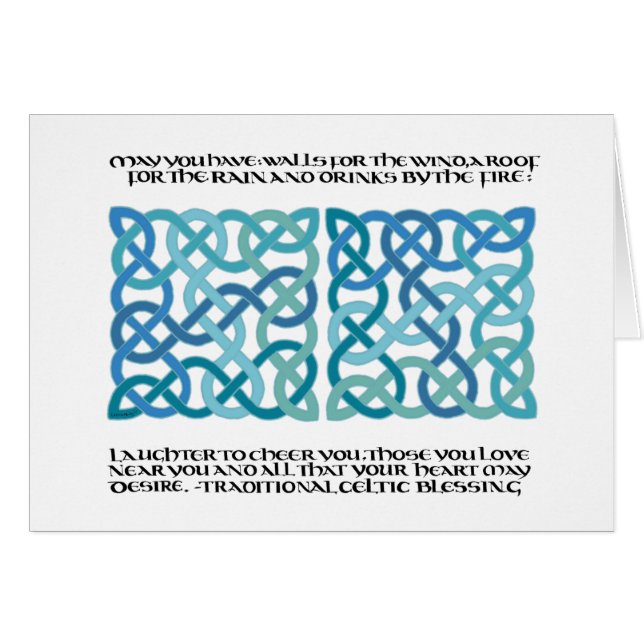 Scottish Blessing Calligraphy with Celtic Knots Cards (Front Horizontal)