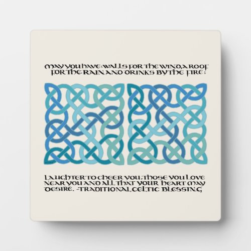 Scottish Blessing Calligraphy with Celtic Knots Plaque