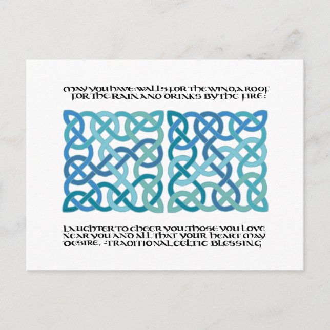 Scottish Blessing Calligraphy with Celtic Knots Postcard (Front)