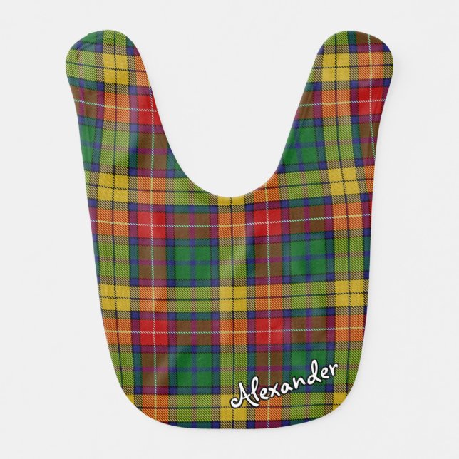 Scottish Bliss Clan Buchanan Tartan Baby Bib (Front)