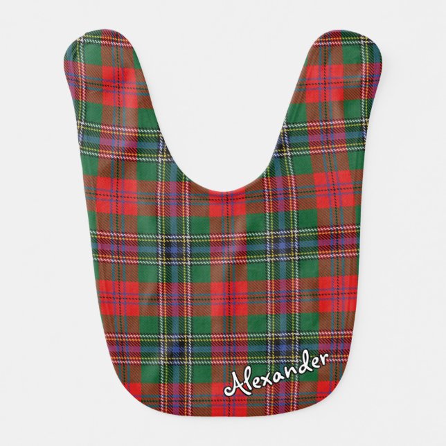 Scottish Bliss Clan MacLean Red Tartan Baby Bib (Front)
