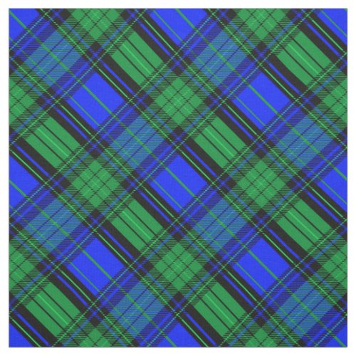 Scottish blue and green plaid  diagonal fabric
