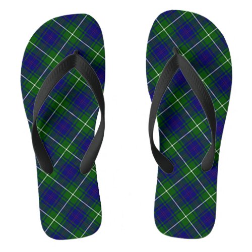 Scottish Blue and Green Tartan Plaid  Flip Flops