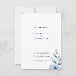 Scottish Blue Leaf Botanical Minimal Wedding Save The Date