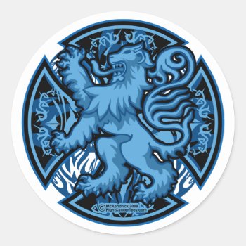 Scottish Blue Lion Cross Classic Round Sticker by fightcancertees at Zazzle