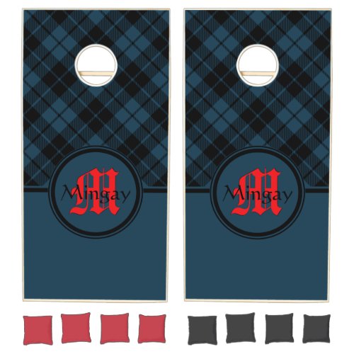 Scottish Blue Tartan Plaid Personalized Cornhole Set