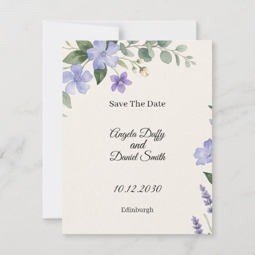 Scottish Bluebell Thistle Save The Date Card