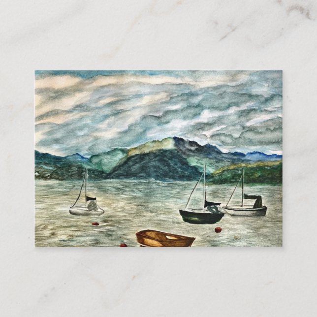 Scottish Boat Waterscape by Shira B Enclosure Card (Front)