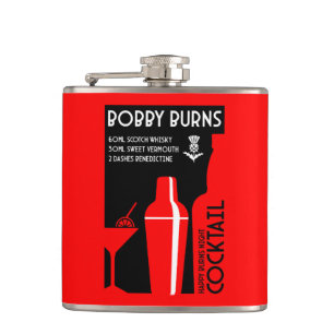 Scottish Bobby Burns Whiskey Cocktail Flask