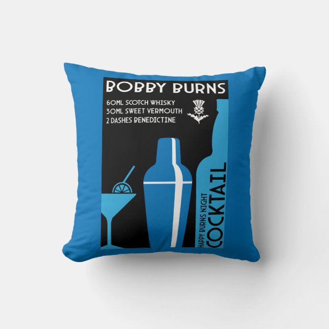 Scottish Bobby Burns Whiskey Cocktail Throw Pillow (Front)