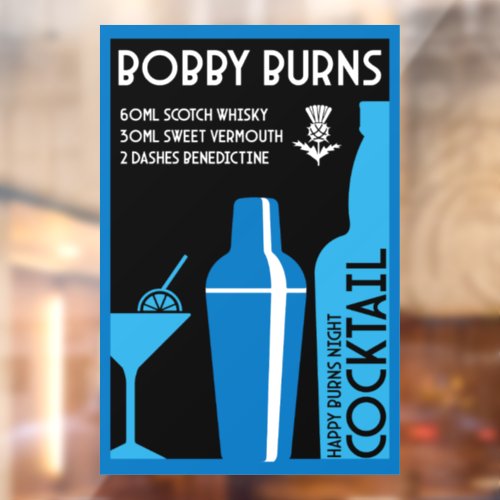 Scottish Bobby Burns Whiskey Cocktail Window Cling