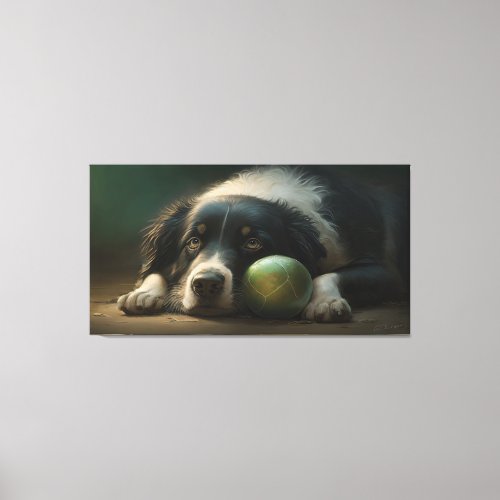 Scottish Border Collie Dog _ Painted Sheepdog Canvas Print