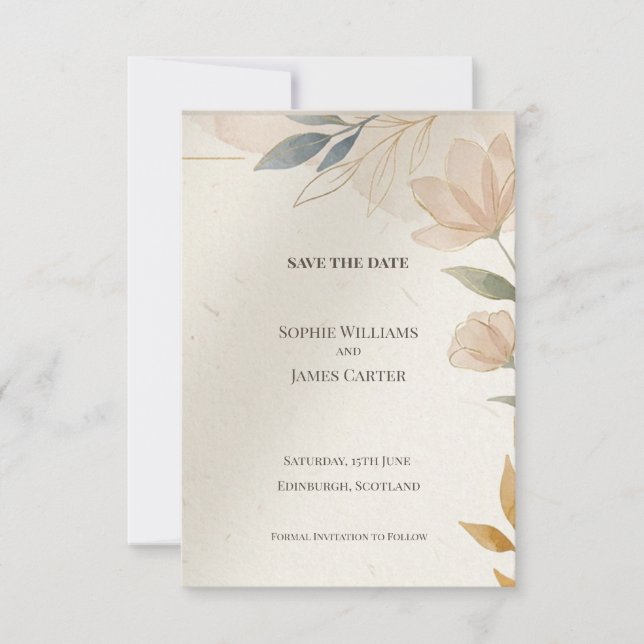 Scottish Botanical Save the Date Card (Front)