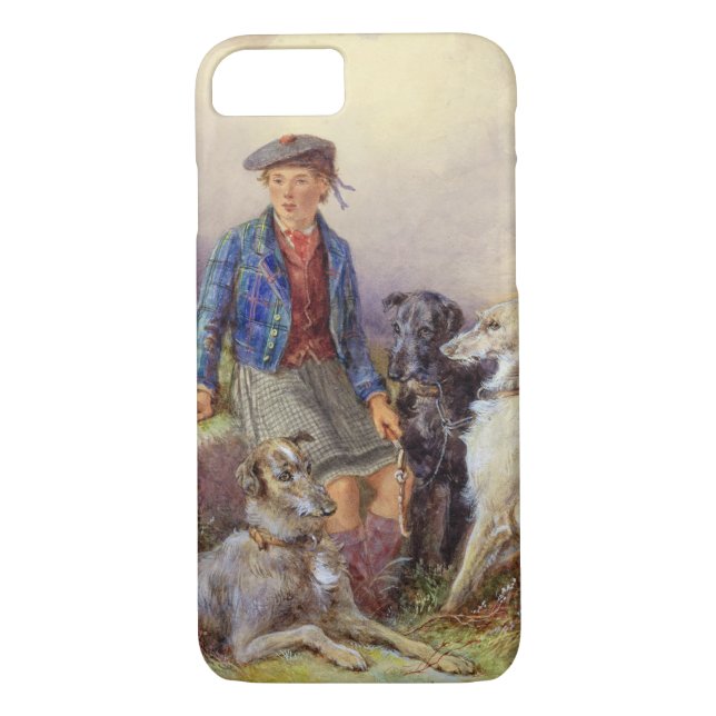 Scottish boy with wolfhounds in a Highland landsca Case-Mate iPhone Case (Back)