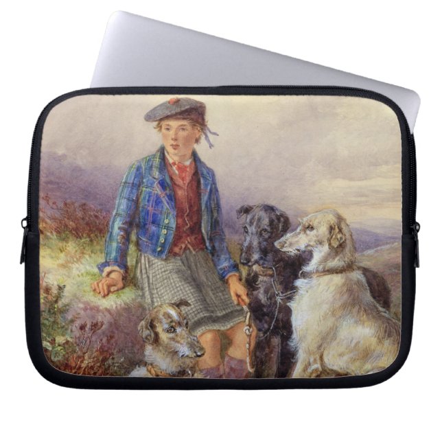 Scottish boy with wolfhounds in a Highland landsca Laptop Sleeve (Front)